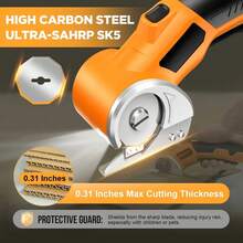SZRSTH 4V Cordless Electric Scissors, Rechargeable Cardboard Cutter With  A Replacement Blade/Charger, Rotary Box Cutter For Cardboard Fabric Leather Carpet Plastic - Orange - View 6