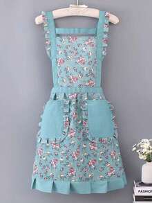 1pc Full Body Allover Print Apron With 2 Pockets, Oil & Stain Resistant, Breathable, Durable Kitchen Apron Suitable For Women & Men, Cooking, Restaurant Use, Multiple Colors, Long 95cm - Multicolor - View 5