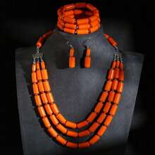 Conjuntos de joyería de moda para mujer, collar multicapa con forma de onda acrílica colorida, pendientes, pulsera, bisutería, accesorios Vintage WELJ - Color 2 - Ver 12
