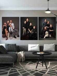 3pcs Customized Canvas Painting Set, Personalize Your Photos, Perfect For Home Decor And Gifts, Room Decoration, Christmas Gift, New Year Gift, Valentine's Day Gift, Suitable For Living Room, Bedroom, Wedding, Graduation, Family Portrait - Multicolor - View 4