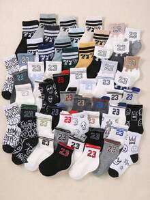 24双随机数字印花休闲短袜，男女童款 - 彩色 - 查看 23