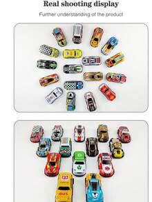 一套包含50个赛车玩具的套装——包括一辆漂亮的可伸缩前轮铁制赛车，是推广玩具车的理想教育、圣诞节和生日礼物。 - 彩色 - 查看 9