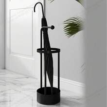 Vintage Style Metal Umbrella Stand - For Home And Commercial Use, Free-Standing Umbrella Storage With Drip Tray - A01 - View 5