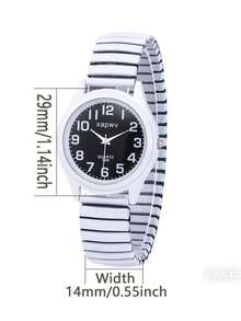 XAPWV 1 Peça Relógio de Quartzo Casual e da Moda, Relógio de Pulso de Luxo Exclusivo para Estudantes Femininas, Design Retrô com Pulseira Elástica - Branco - Visão 4