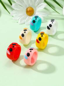 6个可爱斑点狗独特设计指节戒指 - 彩色 - 查看 2