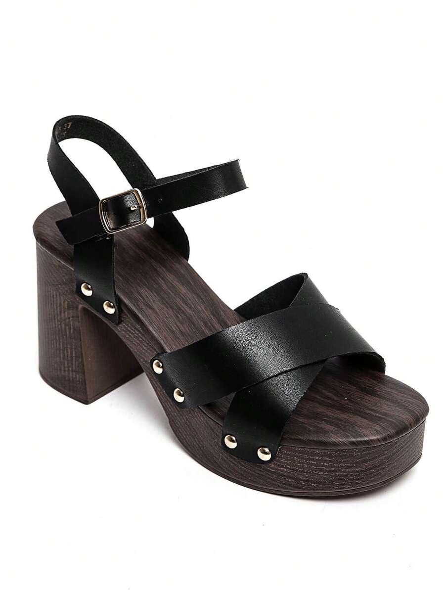 Sandales à Plateforme Inspiration Sabots – Élégance Rétro Et Hauteur Affirmée - Black - View 1