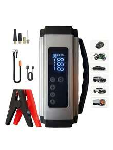 150PSI 便携式汽车应急启动器 2000A - 耐用绝缘汽车电池充电器，带数字显示屏、Type-C 快速充电和空气压缩机 - 适用于 10L 汽油或 9.0L 发动机 - 彩色 - 查看 3
