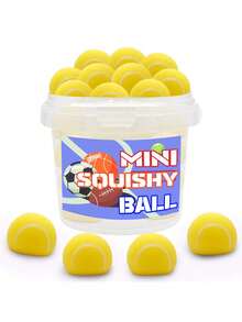 15个迷你毛绒运动球可挤压玩具，包括迷你足球、棒球、篮球、橄榄球和网球，适合宠物、礼品和派对（随机） - 彩色 - 查看 1