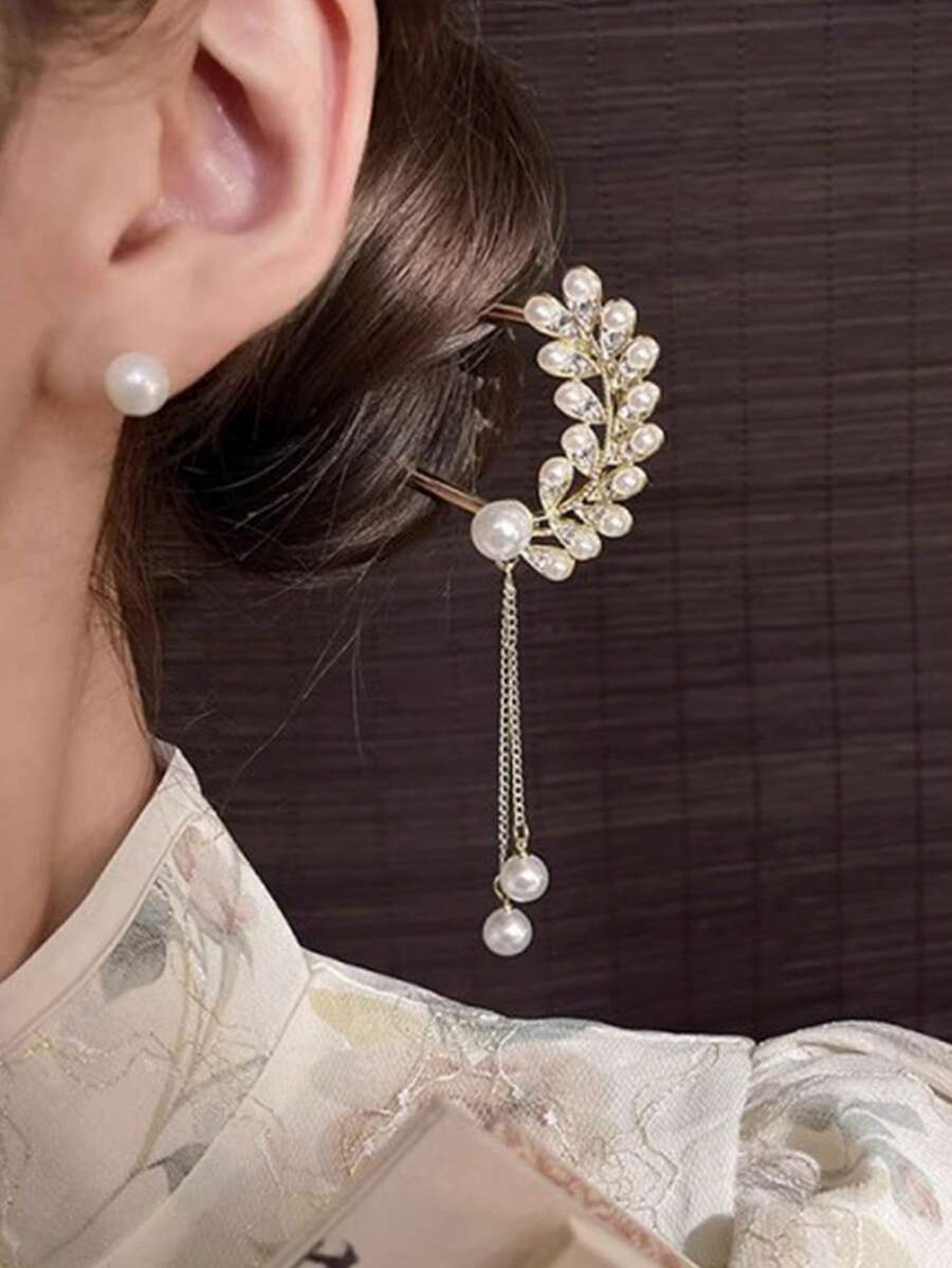 Elegant Wheat Ear Pearl Tassel Hair Clip, Modern Minimalist Chinese Style Hair Accessory - Multicolor - View 1