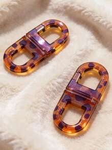 1个时尚豹纹磁性发夹，创意磁性发夹，无痕发夹，懒人半扎发饰，复古豹纹发扣 - 彩色 - 查看 7