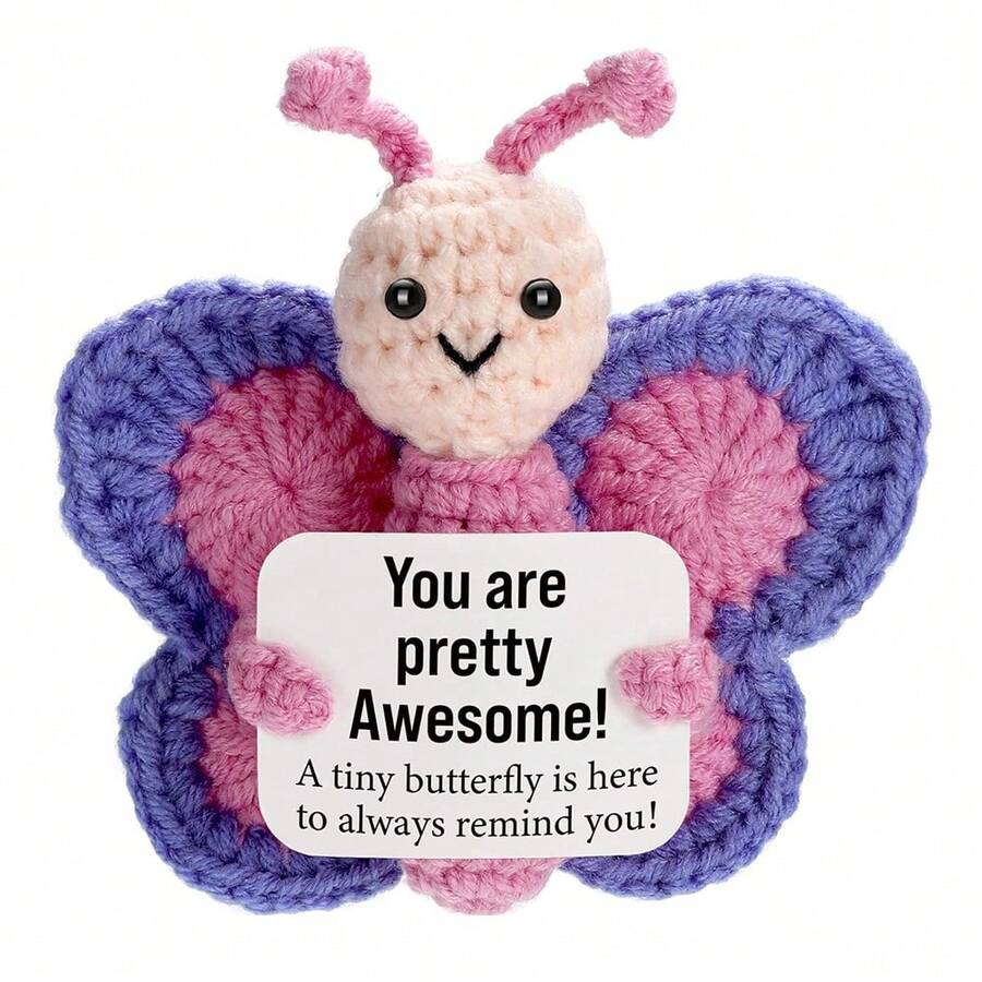 Crochet Butterfly Gift, Handmade Mini Plush Inspirational Doll, Suitable For Gifting To Friends, Coworkers, Boss, Girls, Teachers, For Birthdays, Christmas, Valentine's Day, Mother's Day, Easter, And As Stocking Stuffers - Multicolor - View 1
