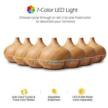 550ml USB Aroma Diffuser With Remote Control Yellow Wood Grain, Cool Mist Humidifier For Large Room - Mist - Ver 4