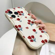 1 chiếc ốp lưng điện thoại hình trái tim hoa hồng viền lượn sóng sáng tạo, tương thích với iPhone 7/8/X/XR/XS Max/11/12/13/14/15/16/17 Pro Max, Galaxy A14/A15/A16/A17/A04/A05/A06/A07/A54/A55/A56/A57/A34/A35/A36/A37/S26/S26 Plus/S26 Ultra, Transsion SMART7/8/9/10, phiên bản quốc tế, không phải phiên bản nội địa. - màu trắng kem - Xem 3