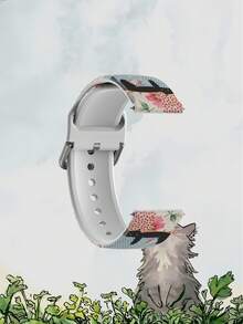 20/22mm Universal Patchwork Cat Pattern Smartwatch Band, Compatible With Samsung, Honor Smartwatches - Silicone Strap With Pattern, Fits GT2/GT3, Watch 3, Galaxy - Multicolor - View 3