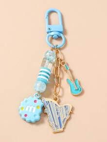 新款串珠饼干、吉他、小提琴、竖琴钥匙扣、包包挂件 - 彩色 - 查看 11