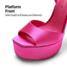 Women Platform 5.75'' Ultra High Heeled Sandals 2026 New Summer Open Toe Adjustable Ankle Strap Dress Shoes Sexy Party Runway Stiletto Heels - 玫紅色 - 查看 7