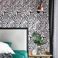 1 Roll Zebra Print Wallpaper, Classic Animal Pattern PVC Removable Covering Film, Bedroom/Studio Decorative Sticker, 17.7inX39.3in/118.1in/196.8in - Black and White - View 8