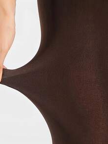 1双女士巧克力棕色抓绒紧身裤，弹力修身柔软抓绒踩脚裤，适合春秋季穿着 - 咖啡棕 - 查看 5