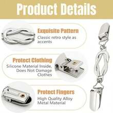 4 chiếc kẹp váy cổ điển, bao gồm kẹp eo và kẹp áo sơ mi, phù hợp với khăn choàng, kẹp eo màu vàng và bạc, 2 kiểu kẹp váy có dây đeo phía sau. - Nhiều màu - Xem 8