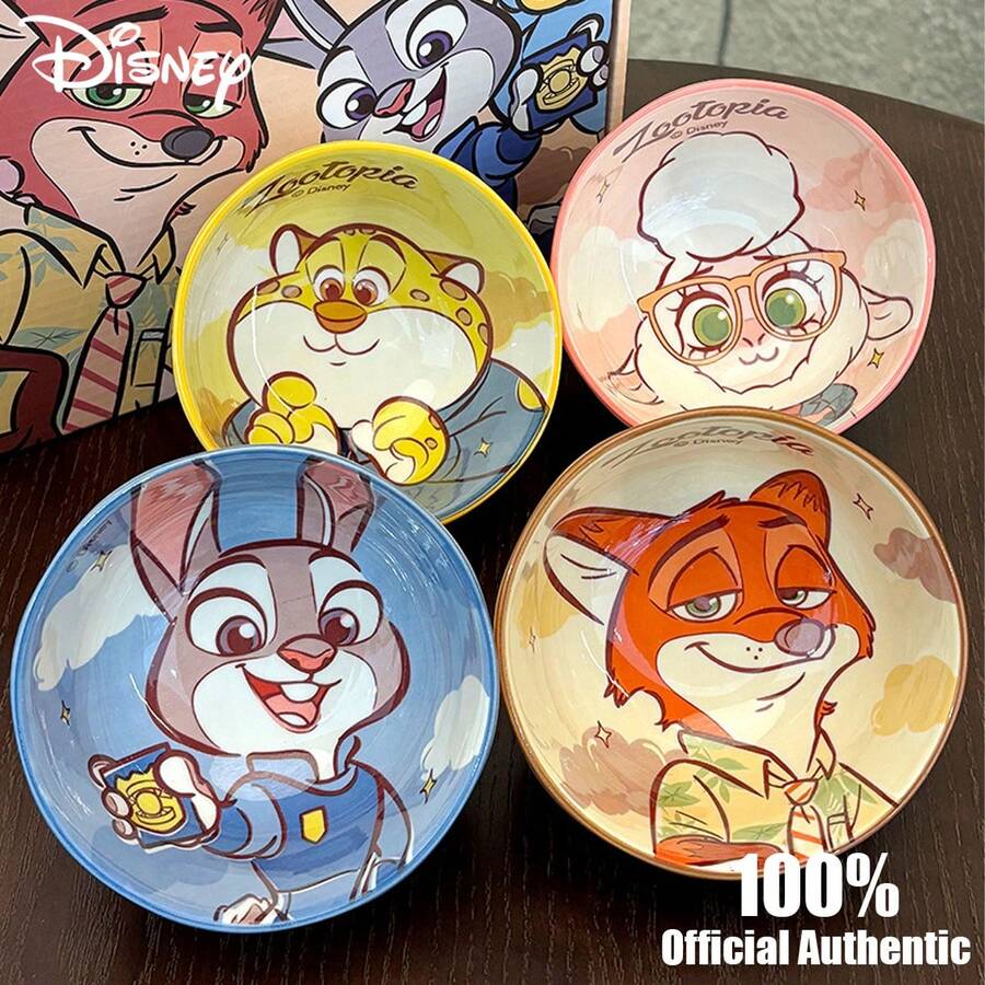 Disney Bộ bát đĩa sứ trẻ em kiểu hoạt hình chính hãng, chất lượng cao, gồm 4 bát nhỏ, đựng trong hộp quà tinh tế. - Nhiều màu - Xem 1