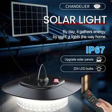 224 LED Solar Outdoor Hanging Light, Solar Powered Motion Sensor Patio Light With Remote Control, IP67 Waterproof For Gazebo, Shed, Garage, Barn, Camping - HL-031 - 查看 3
