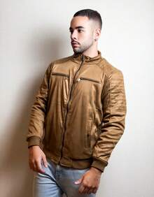 Premium Men's Jacket In Waterproof Leather And Suede – Lined And Thermal - Camel - View 4
