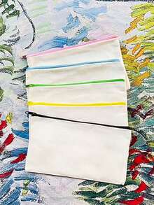 5/10/20/50 piezas Bolsas de lona en blanco para pintura DIY, impresión digital, manualidades. Adecuado para volver a la escuela, fiestas, decoración de eventos de spa, bolsas de regalo reutilizables, bolsas de cosméticos portátiles, juegos de maquillaje de viaje. Juegos de regalo expresivos para dibujar, almacenar bocadillos y regalos, bolsos y carteras lindos. - Beis - Ver 28