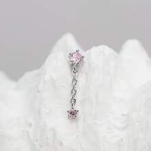 1pc Minimalist Diamond Stainless Steel Stud Earrings, Suitable For Women's Daily Wear - Diamond - View 10