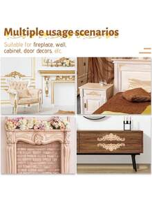 1/4件装木质贴花和镶嵌木片，用于家具装饰，DIY雕刻木质镶嵌，适用于床门、橱柜、衣柜等家具装饰 - J37+H01 - 查看 6