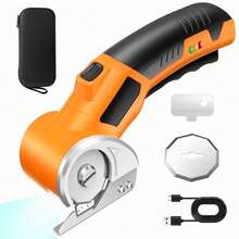 SZRSTH 4V Cordless Electric Scissors, Rechargeable Cardboard Cutter With  A Replacement Blade/Charger, Rotary Box Cutter For Cardboard Fabric Leather Carpet Plastic - Orange - View 2