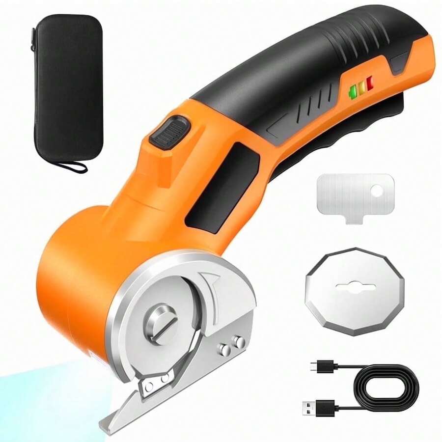 SZRSTH 4V Cordless Electric Scissors, Rechargeable Cardboard Cutter With  A Replacement Blade/Charger, Rotary Box Cutter For Cardboard Fabric Leather Carpet Plastic