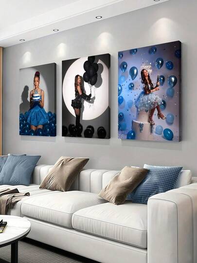 3pcs Customized Canvas Painting Set, Personalize Your Photos, Perfect For Home Decor And Gifts, Christmas, New Year, Valentine's Day Gifts, Suitable For Living Room, Bedroom, Wedding, Graduation, Family Portrait