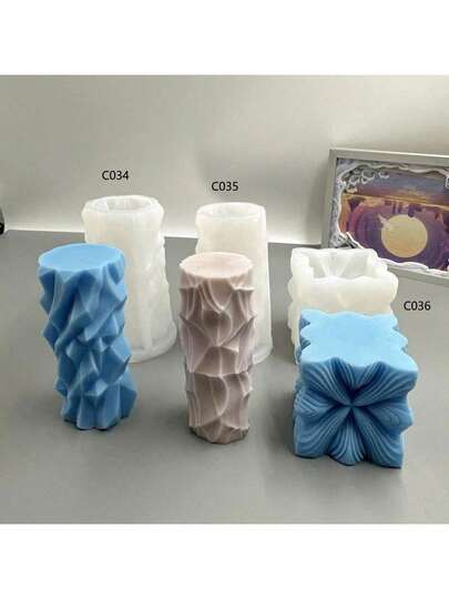 Geometric Pillar Candle Silicone Mold, DIY Sphere Decor Handmade Fragrance Stone Silicone Grinding Tool