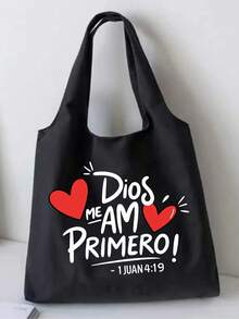 Túi vải canvas in hình chữ "Dios MEAM PRIMERO" và "1 JUAN 4:19" nhiều màu sắc, túi xách tay tiện dụng, túi mua sắm đa năng, túi đựng đồ du lịch tối giản, túi đựng mỹ phẩm du lịch dung tích lớn, thiết kế mới và không gian rộng rãi, lý tưởng cho mua sắm, đám cưới, sinh nhật, đi biển, kỳ nghỉ, tựu trường. - Nhiều màu - Xem 8