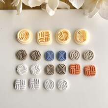 Set de 4 moldes de arcilla polimérica tejida para pendientes, kit de moldes de arcilla polimérica DIY para pendientes, molde de corte pequeño creativo, herramientas hechas a mano para pendientes - Amarillo - Ver 6
