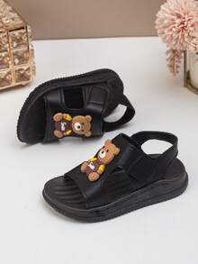 1 Pair Kids Summer Sandals, Fashionable Boys' Soft Bottom Anti-Slip Toddler Shoes, Children Shoes For Girls - Black - View 5