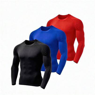 Kit 3 Camisas Proteção Solar UV+50 Camiseta Segunda Pele Térmica