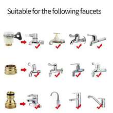 15-23mm Universal Brass Faucet Adapter, 3-In-1 Design (1 Male, 1 Female, 1 PTFE Thread), Metal Faucet Connector For Garden, Lawn And Car Washing, NPT/BSPT Thread, Easy Installation - Gold - View 6