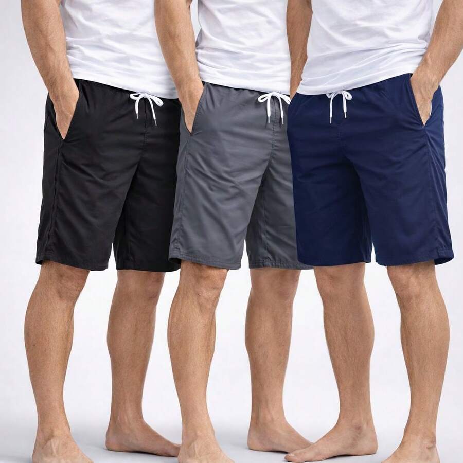 Kit 3 Men's Shorts Tactel Lisa Gym Swimming Pool Hiking - 彩色 - 查看 1