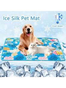 Washable Dog Cooling Mat, Ice Silk Cooling Pad, Pet Self-Cooling Blanket For Indoor/Outdoor And Car Use - Mint Blue - View 3