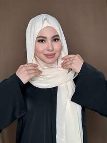 1 pieza Hiyab de jersey instantáneo con hiyab de gasa, tela suave y sedosa transpirable, adecuado para uso diario, festivales, oraciones, peregrinaciones - Multicolor - Ver 13