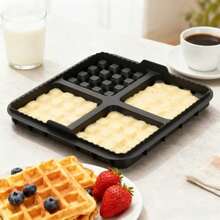 1pc Square Waffle Mold - Non-Stick Baking Tray Suitable For Most Air Fryers | Reusable Belgian Waffle, Pancake And Egg Batter | Dishwasher , Waffle Baking Mat Baking Mold - Black - View 11