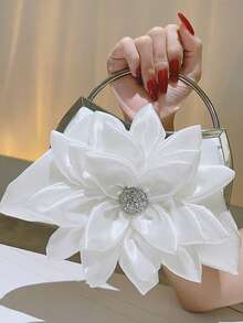 Versatile Fashion Women Clutch Bag, Suitable For Formal Dress, Wedding, Bridesmaid, Elegant Floral Party Evening Handbag, Tready Party Bags,Perfect For Party, Wedding, Prom, Dinner/Banquet, Perfectly Matching With Prom Dresses For Women, Prom Accessories,Sequin Dress Women,Sparkly Dress,Elegant Dresses For Women, Elegant Prom Bag - 白色 - 查看 4