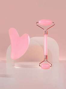 两件套面部按摩刮痧工具：包含一个双头按摩滚轮和一个心形刮痧板。有助于减轻面部浮肿，舒缓娇嫩肌肤，展现自然光泽。这些天然护肤工具可以放松肌肉，减少皱纹。 - A - 查看 9