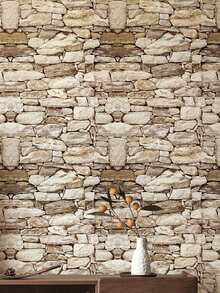 1 Roll Stone Texture Removable Self-Adhesive Wallpaper, Suitable For Kitchen Cabinets, Home Decor, Furniture Renewal, 45cm X 100/300/500cm - Brown - View 11