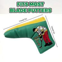 Funda para cabeza de putter de golf | Forro de terciopelo suave | Patrón de doble cara | Cuero de PU resistente a los arañazos | Se ajusta a la mayoría de los putters de hoja - Verde - Ver 7
