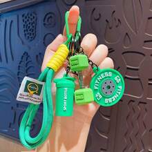 1 Set Personalized Fitness Barbell Dumbbell Keychain, Handmade Woven Gym Keychain Set Including Rope, Barbell, Dumbbell, Water Bottle, Keyring, Unisex - View 17