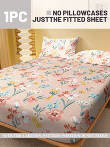1 Stück minimalistischer, moderner Blume Muster Spannbettlaken, bedruckter Bettbezug für Schlafzimmer, Bettwäsche (ohne Kissenbezug) - Verschiedenfarbig - Übersicht 2