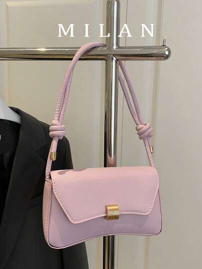 New Fashionable Casual Metal Hardware Popular Coin Purse Handbag, Solid Color PU Leather