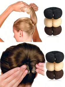 1 pieza Molde para hacer moños de rosquilla, Moldeador de espuma de rosquilla DIY de 17cm, Accesorio para el cabello de mujer, Adecuado para otoño, Herramienta de peinado, Accesorio para el cabello de mujer, Otoño, Accesorio para el cabello de mujer, Herramienta de peinado, Accesorio para el cabello, Accesorio de belleza, Regalo - Multicolor - Ver 2